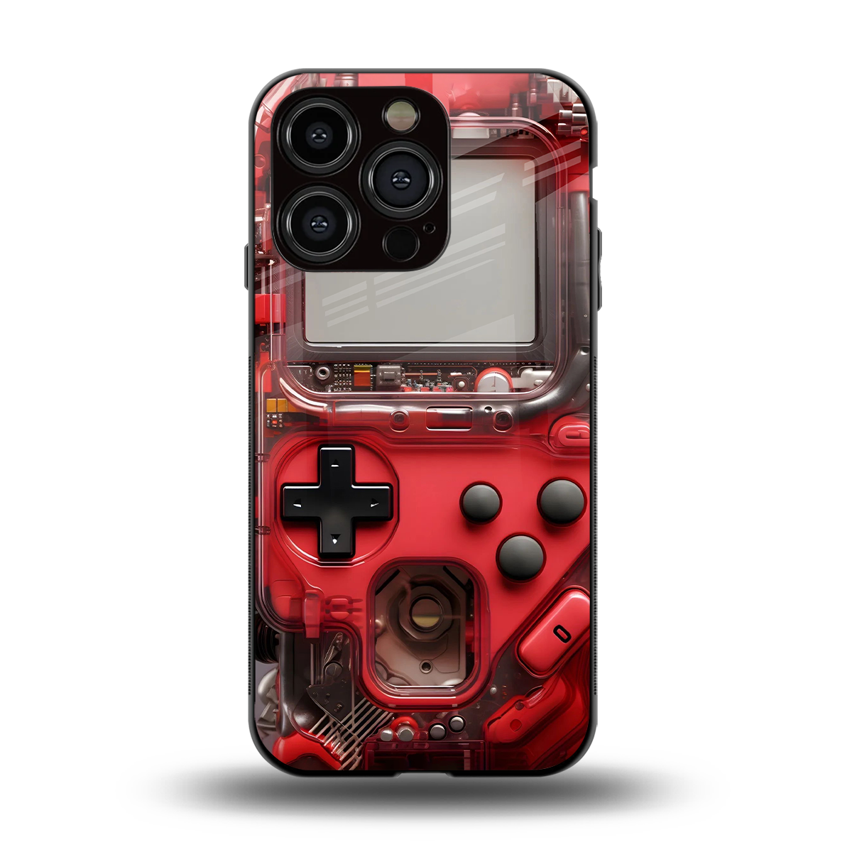 gameboy classic red back phone cover | glass case for iphone 14 pro