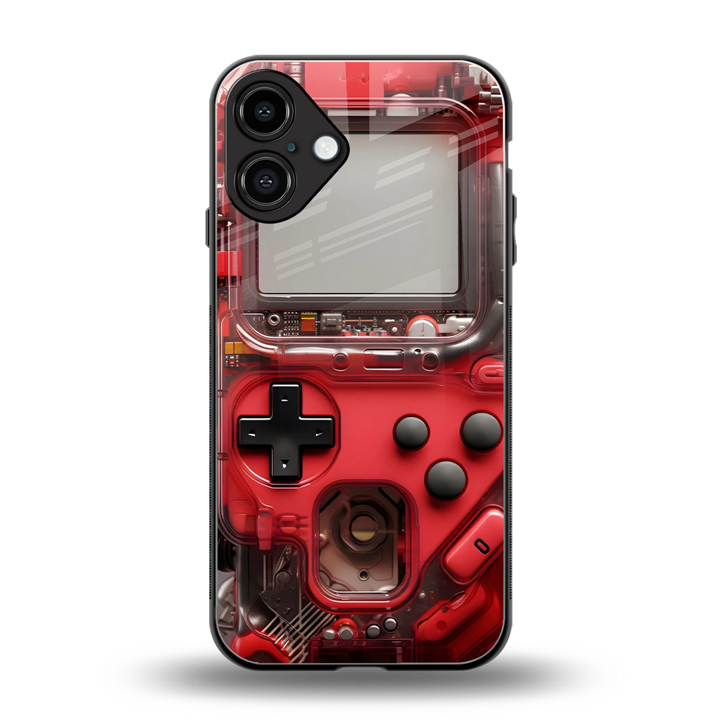 gameboy classic red back phone cover | glass case for iphone 16 plus