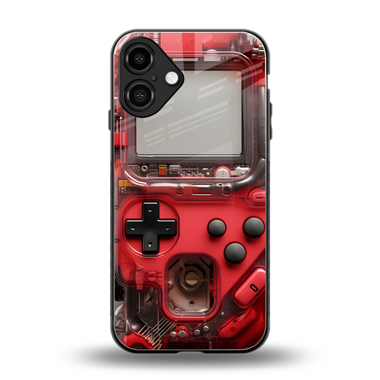 gameboy classic red back phone cover | glass case for iphone 16 plus