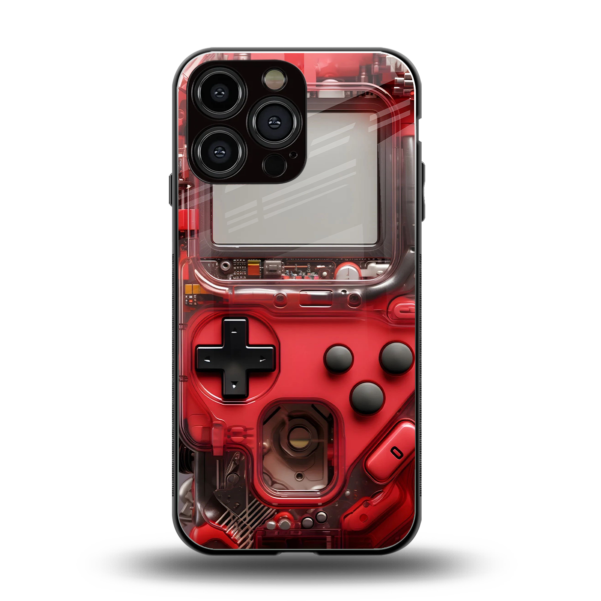 gameboy classic red back phone cover | glass case for iphone 16 pro max