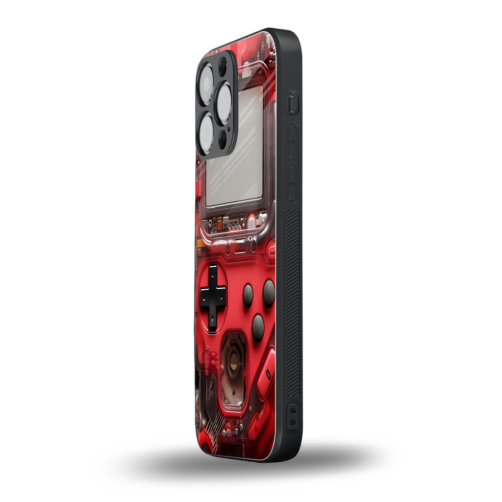 gameboy classic red back phone cover | glass case for iphone 16 pro max