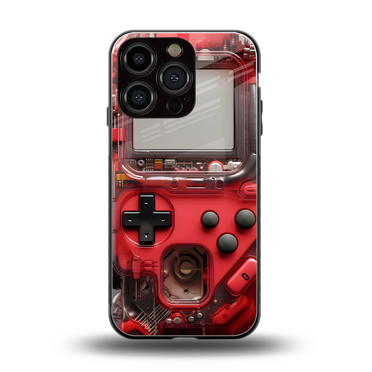 gameboy classic red back phone cover | glass case for iphone 16 pro