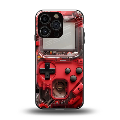 gameboy classic red back phone cover | glass case for iphone 16 pro