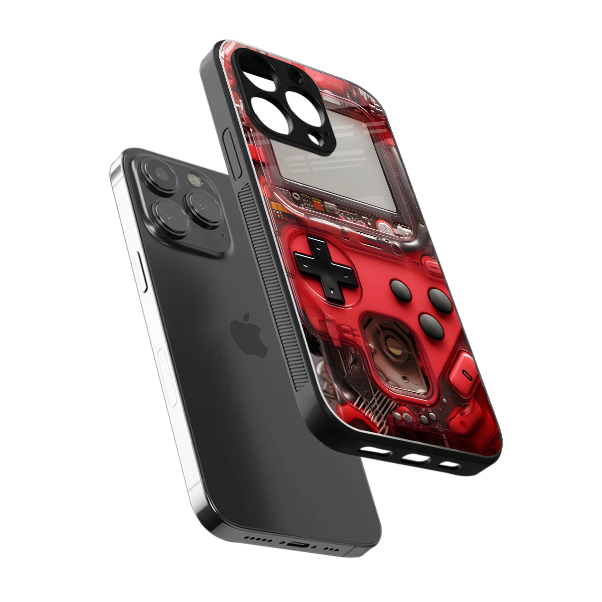 gameboy classic red back phone cover | glass case for iphone 16 pro