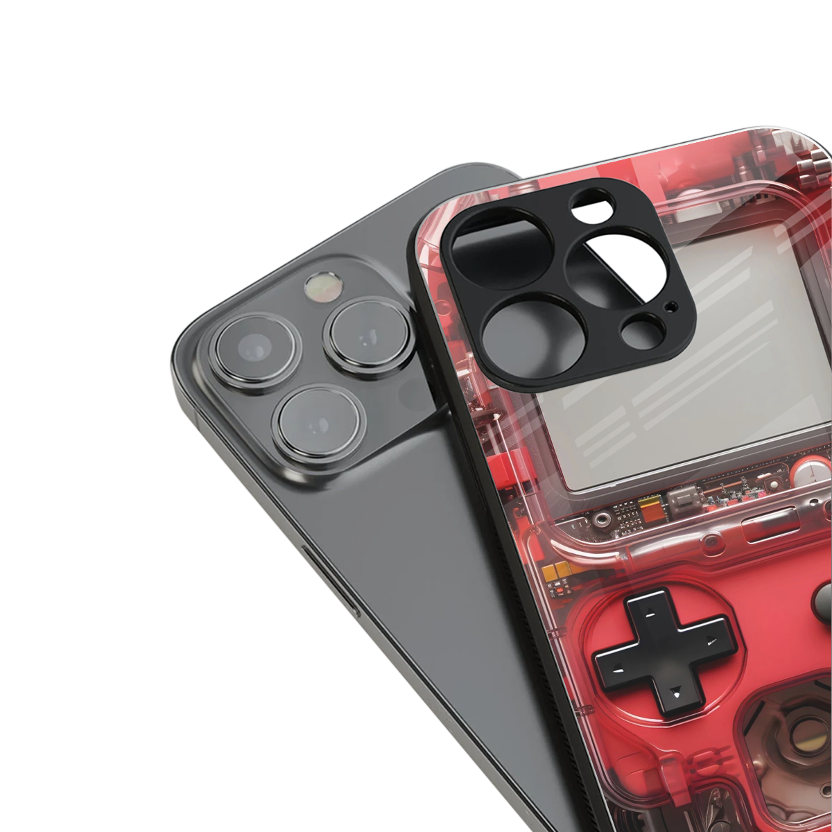 gameboy classic red back phone cover | glass case for iphone 15 plus