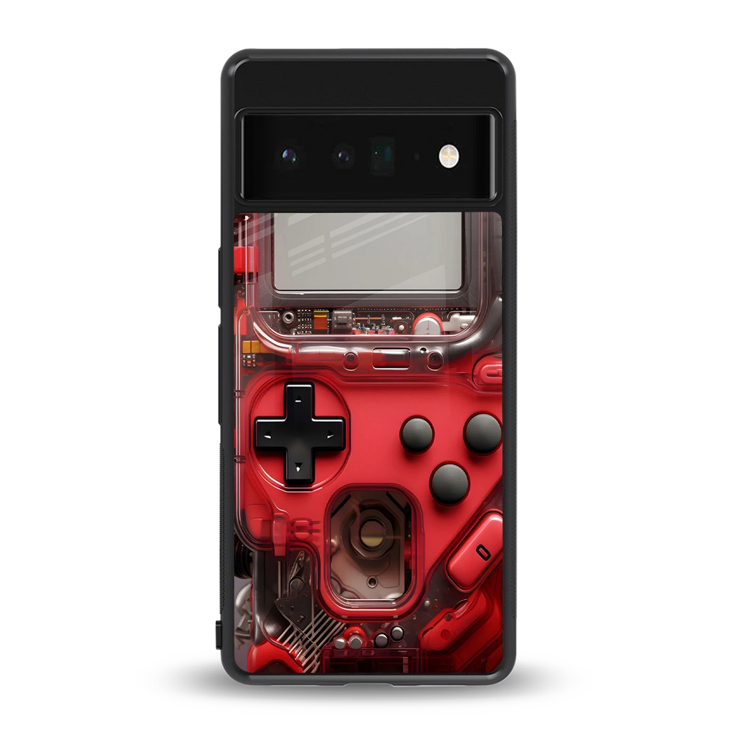 gameboy classic red back phone cover | glass case for google pixel 6 pro