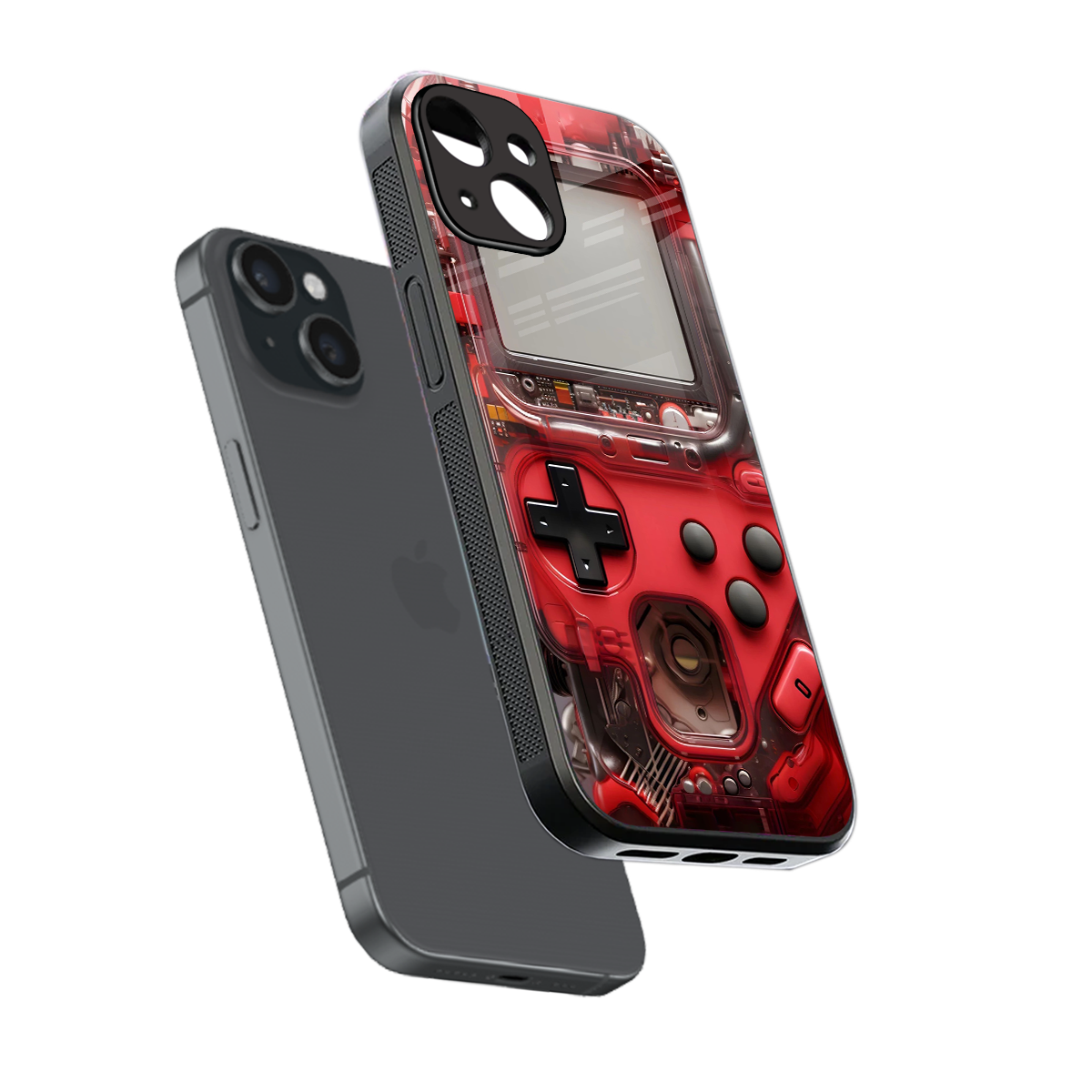gameboy classic red back phone cover | glass case for iphone 15