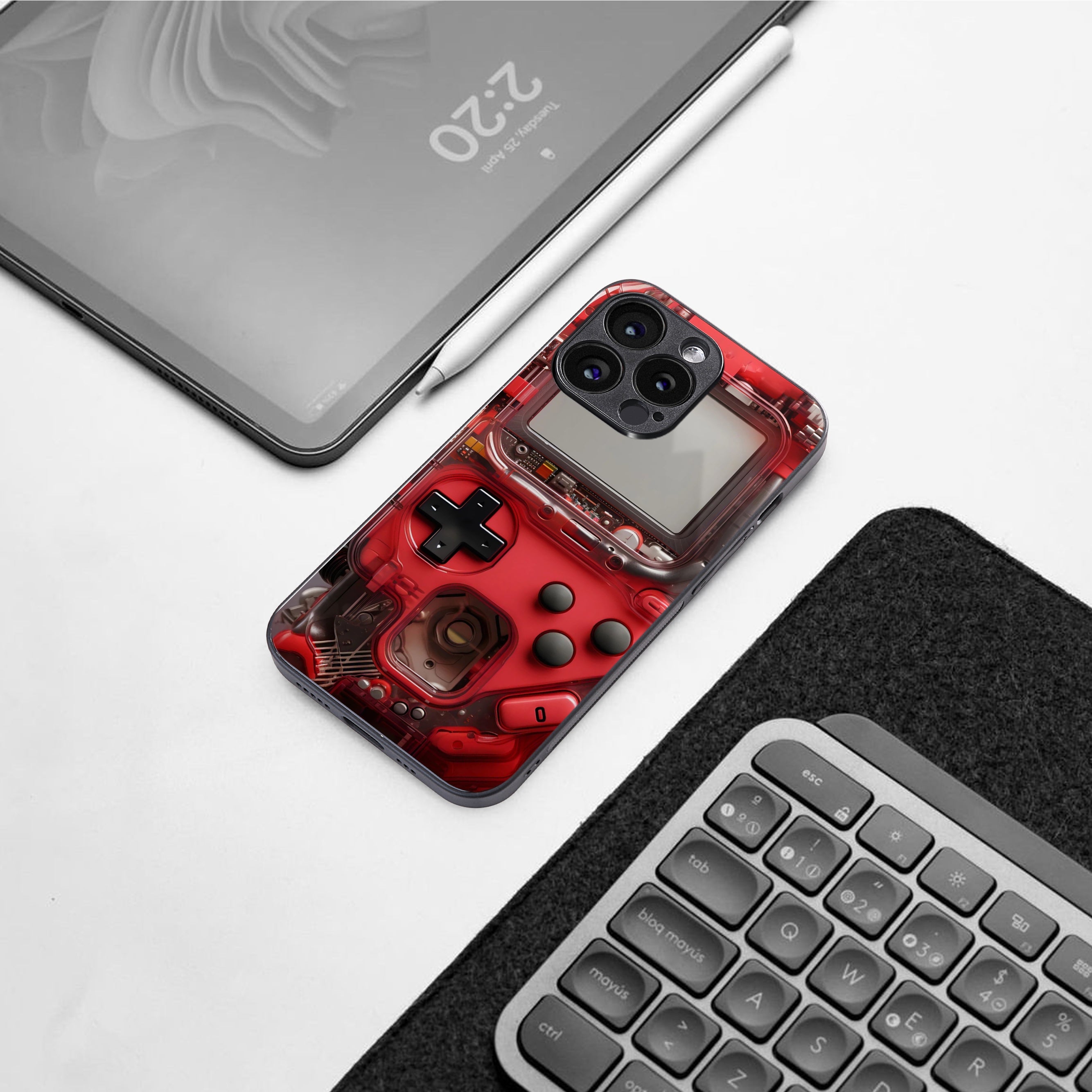 gameboy classic red back phone cover | glass case for iphone 16