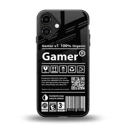 gamer back phone cover | glass case for iphone 16 plus