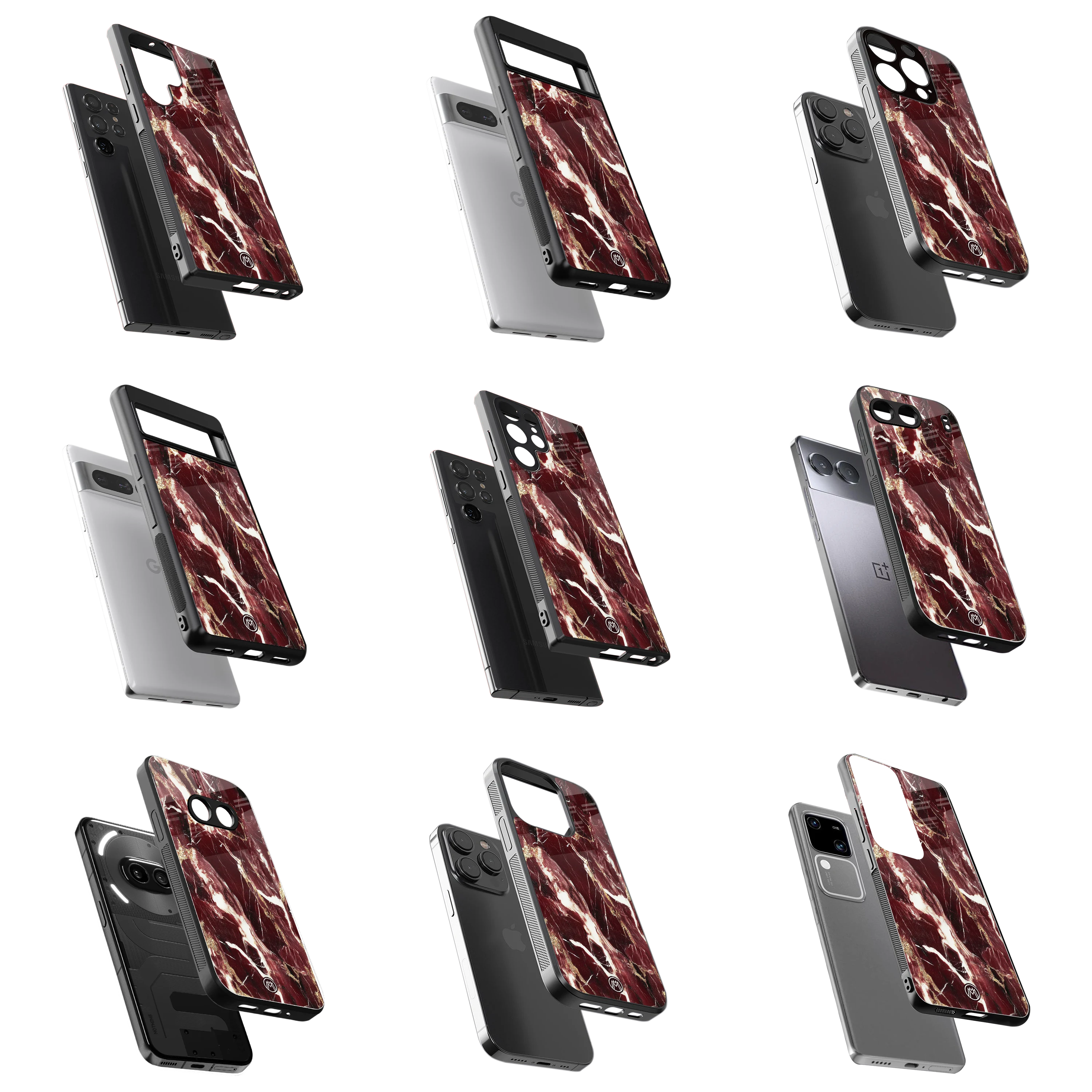 Durable Glass Back Mobile Case for iPhone, Samsung, OnePlus, Google Pixel, Redmi, Vivo, Oppo