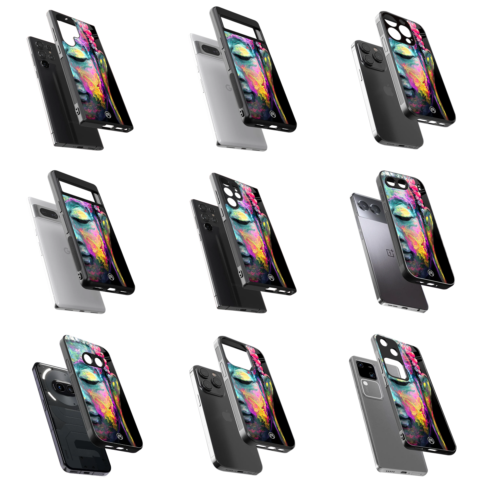 Durable Glass Back Mobile Case for iPhone, Samsung, OnePlus, Google Pixel, Redmi, Vivo, Oppo