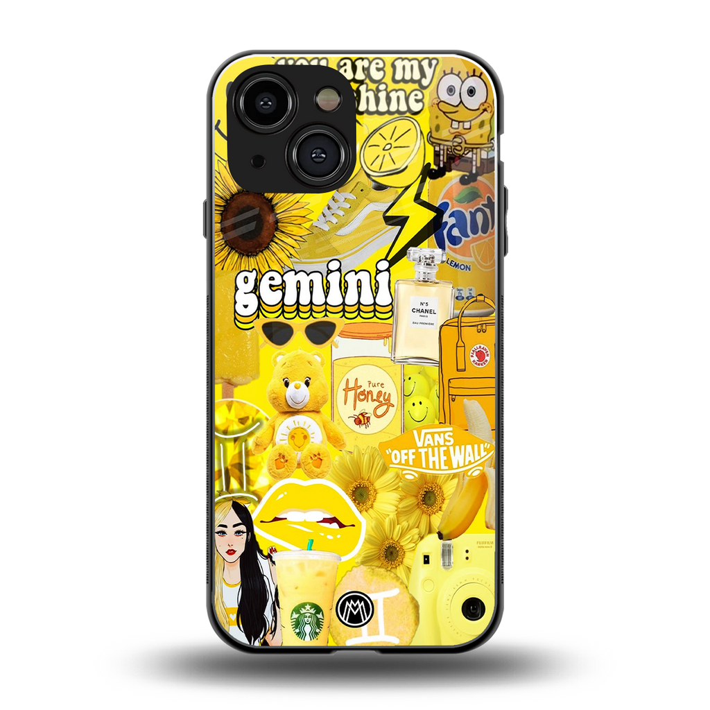 gemini aesthetic collage back phone cover | glass case for iphone 13 mini
