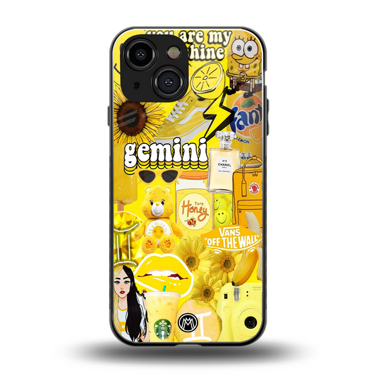 gemini aesthetic collage back phone cover | glass case for iphone 13 mini
