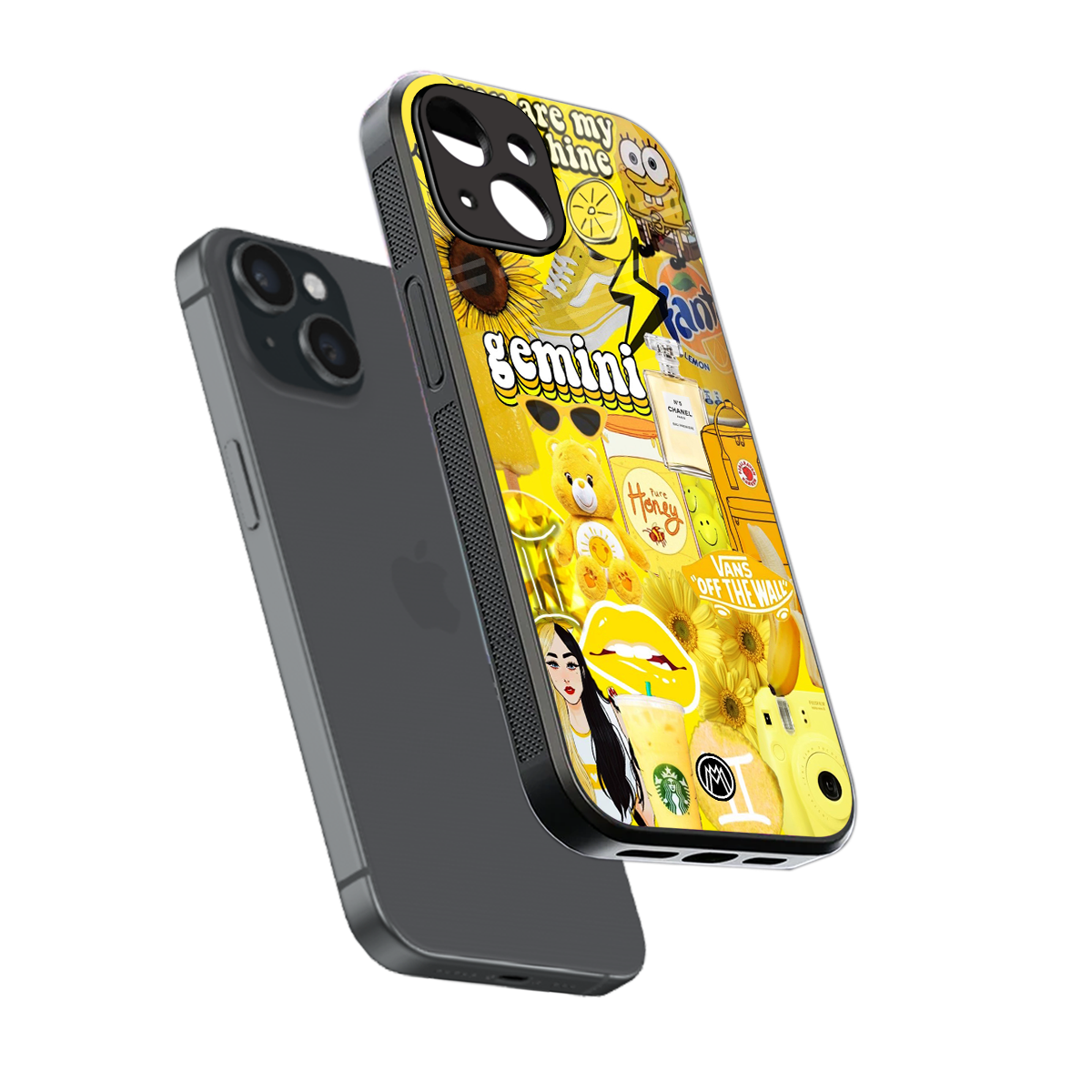 gemini aesthetic collage back phone cover | glass case for iphone 13 mini