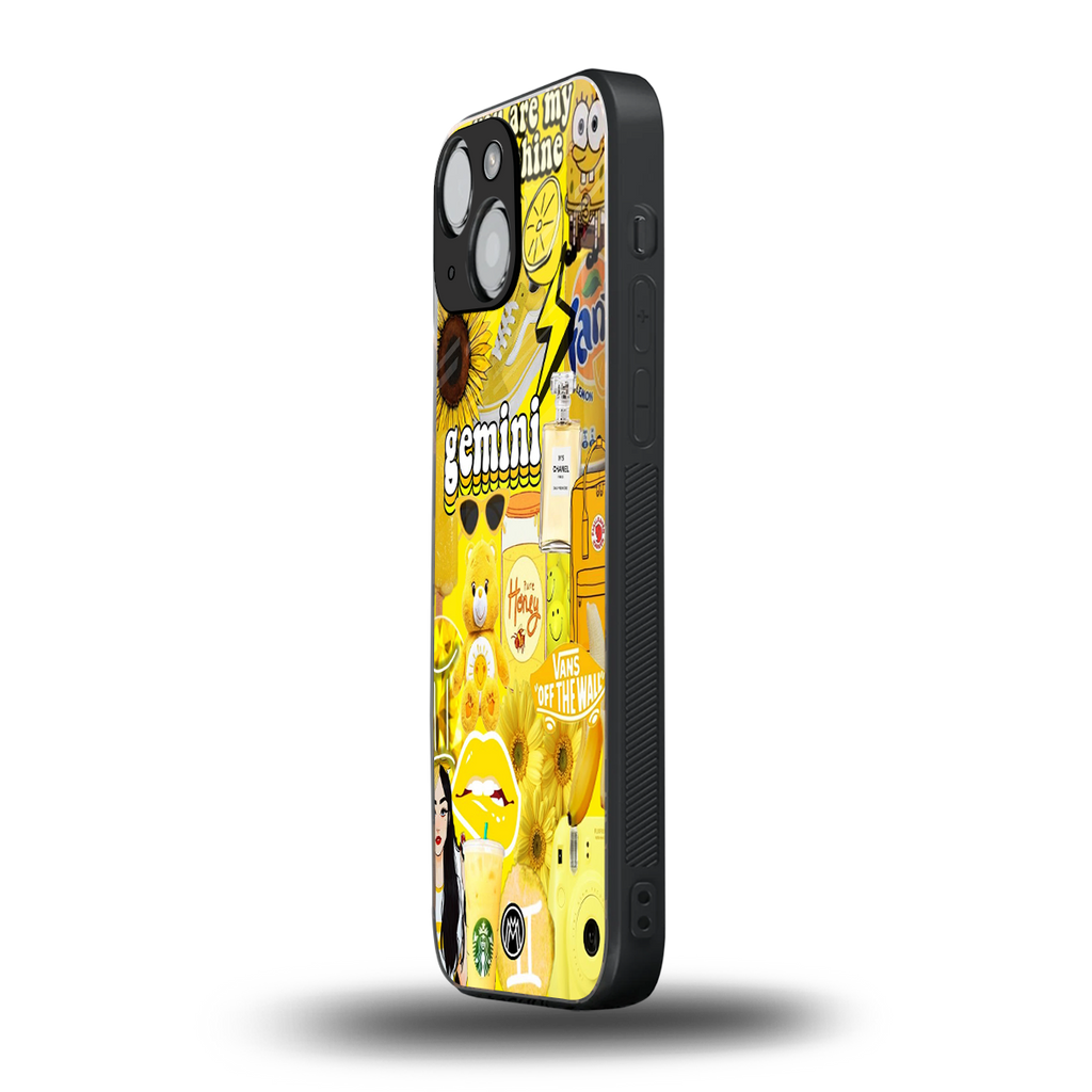 gemini aesthetic collage back phone cover | glass case for iphone 13 mini