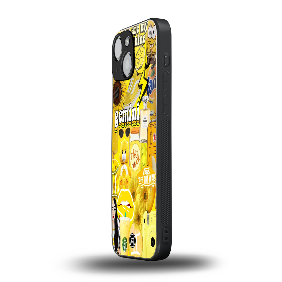 gemini aesthetic collage back phone cover | glass case for iphone 13 mini