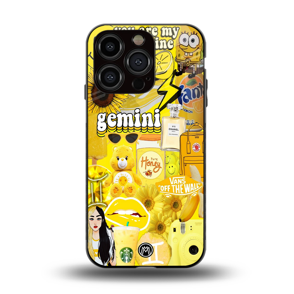 gemini aesthetic collage back phone cover | glass case for iphone 13 pro