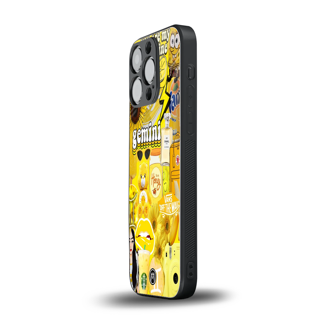 gemini aesthetic collage back phone cover | glass case for iphone 13 pro