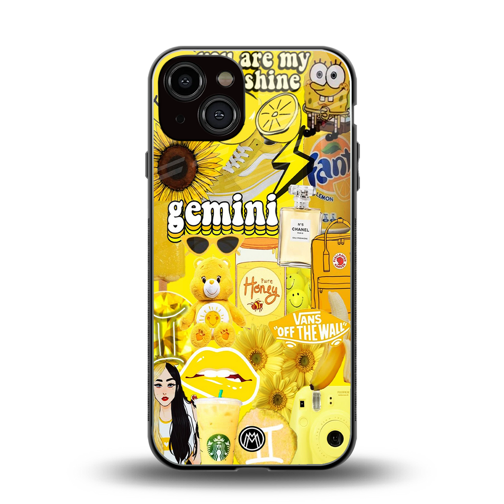 gemini aesthetic collage back phone cover | glass case for iphone 13