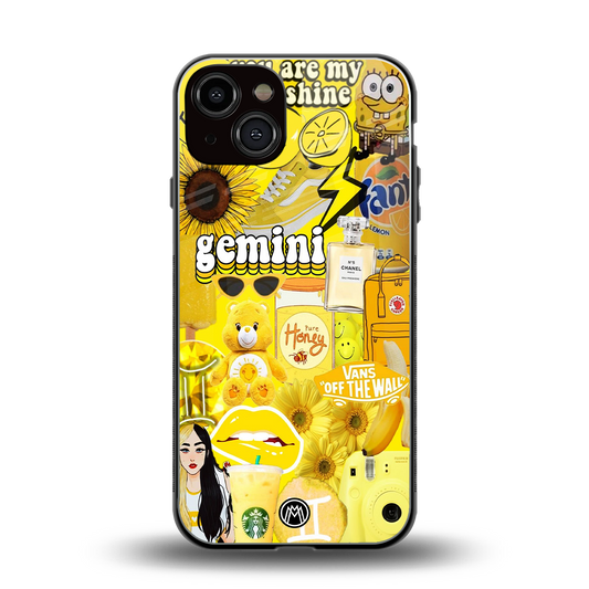 gemini aesthetic collage back phone cover | glass case for iphone 13