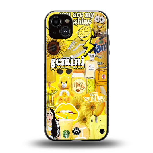 gemini aesthetic collage back phone cover | glass case for iphone 14 plus