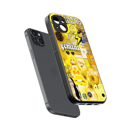 gemini aesthetic collage back phone cover | glass case for iphone 14 plus