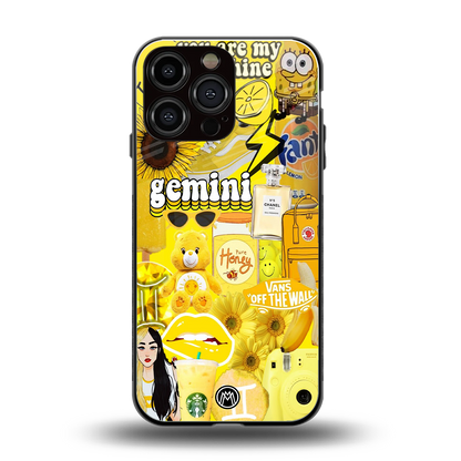 gemini aesthetic collage back phone cover | glass case for iphone 14 pro max