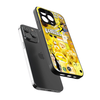gemini aesthetic collage back phone cover | glass case for iphone 14 pro max