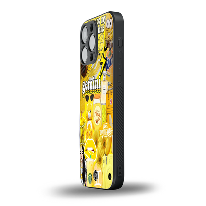 gemini aesthetic collage back phone cover | glass case for iphone 14 pro max