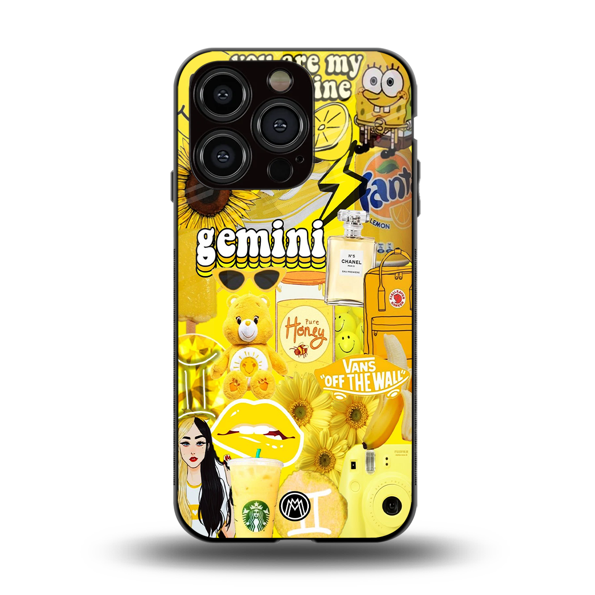 gemini aesthetic collage back phone cover | glass case for iphone 15 pro