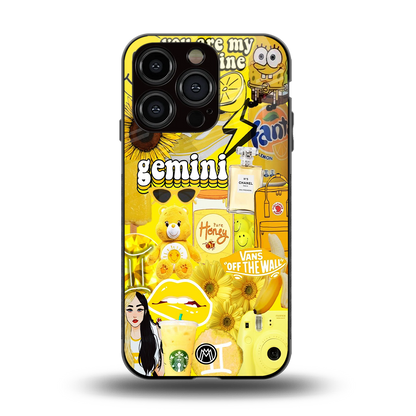 gemini aesthetic collage back phone cover | glass case for iphone 15 pro