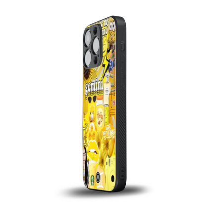 gemini aesthetic collage back phone cover | glass case for iphone 15 pro