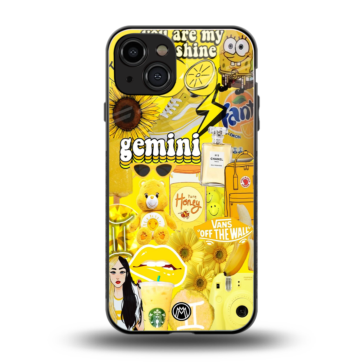 gemini aesthetic collage back phone cover | glass case for iphone 15