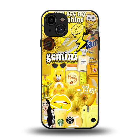 gemini aesthetic collage back phone cover | glass case for iphone 15