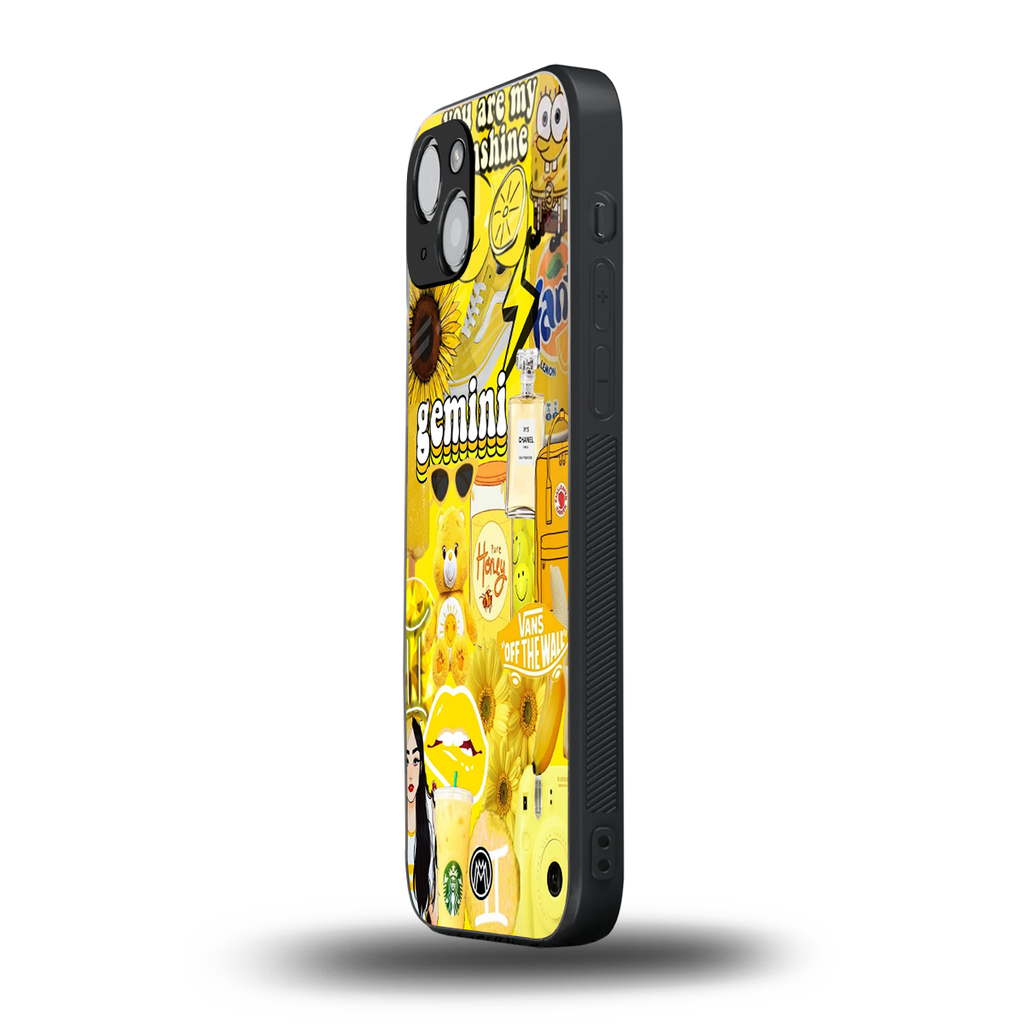 gemini aesthetic collage back phone cover | glass case for iphone 15