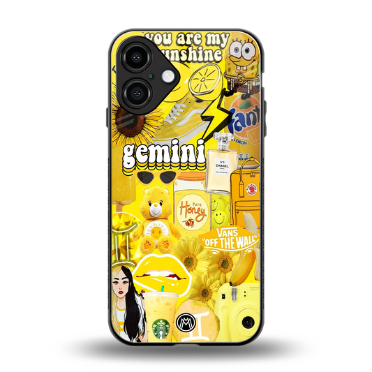 gemini aesthetic collage back phone cover | glass case for iphone 16 plus