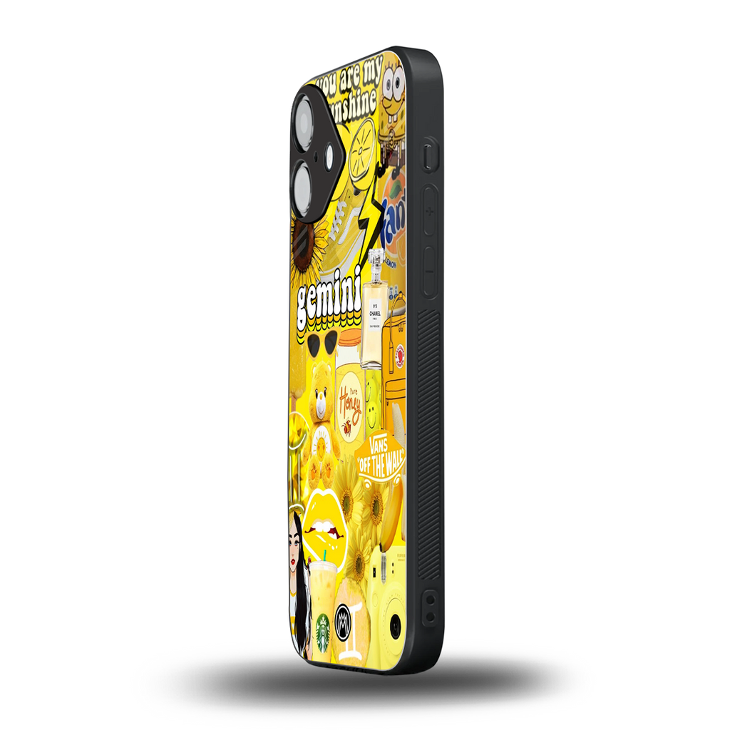 gemini aesthetic collage back phone cover | glass case for iphone 16 plus