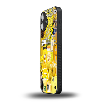 gemini aesthetic collage back phone cover | glass case for iphone 16 plus