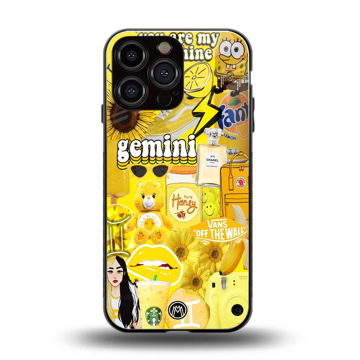 gemini aesthetic collage back phone cover | glass case for iphone 16 pro max