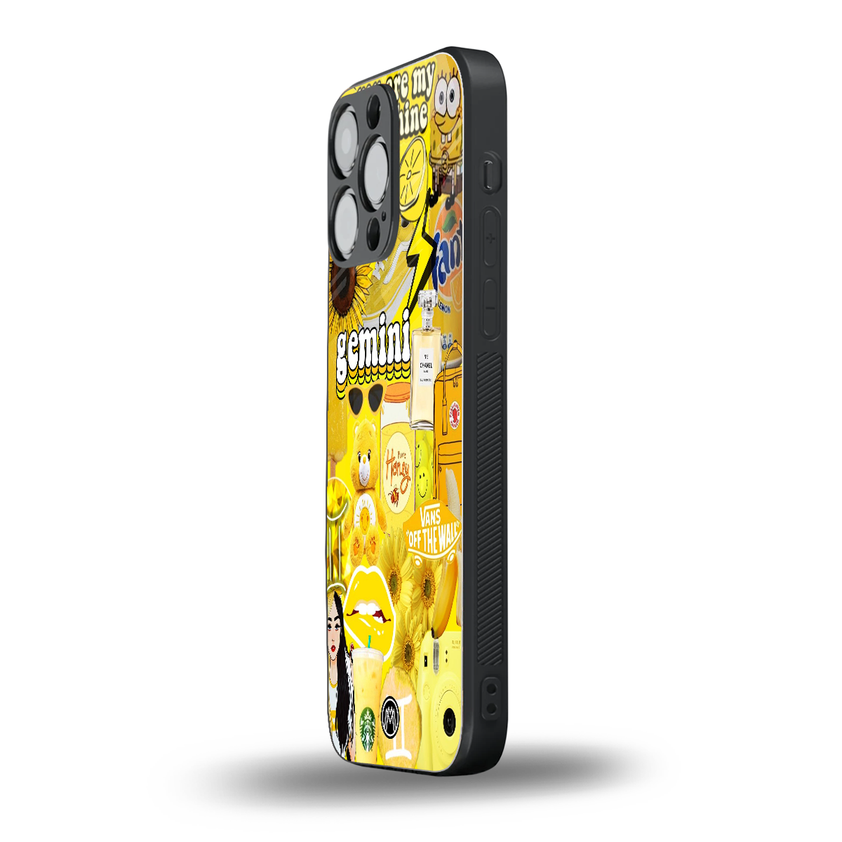 gemini aesthetic collage back phone cover | glass case for iphone 16 pro max