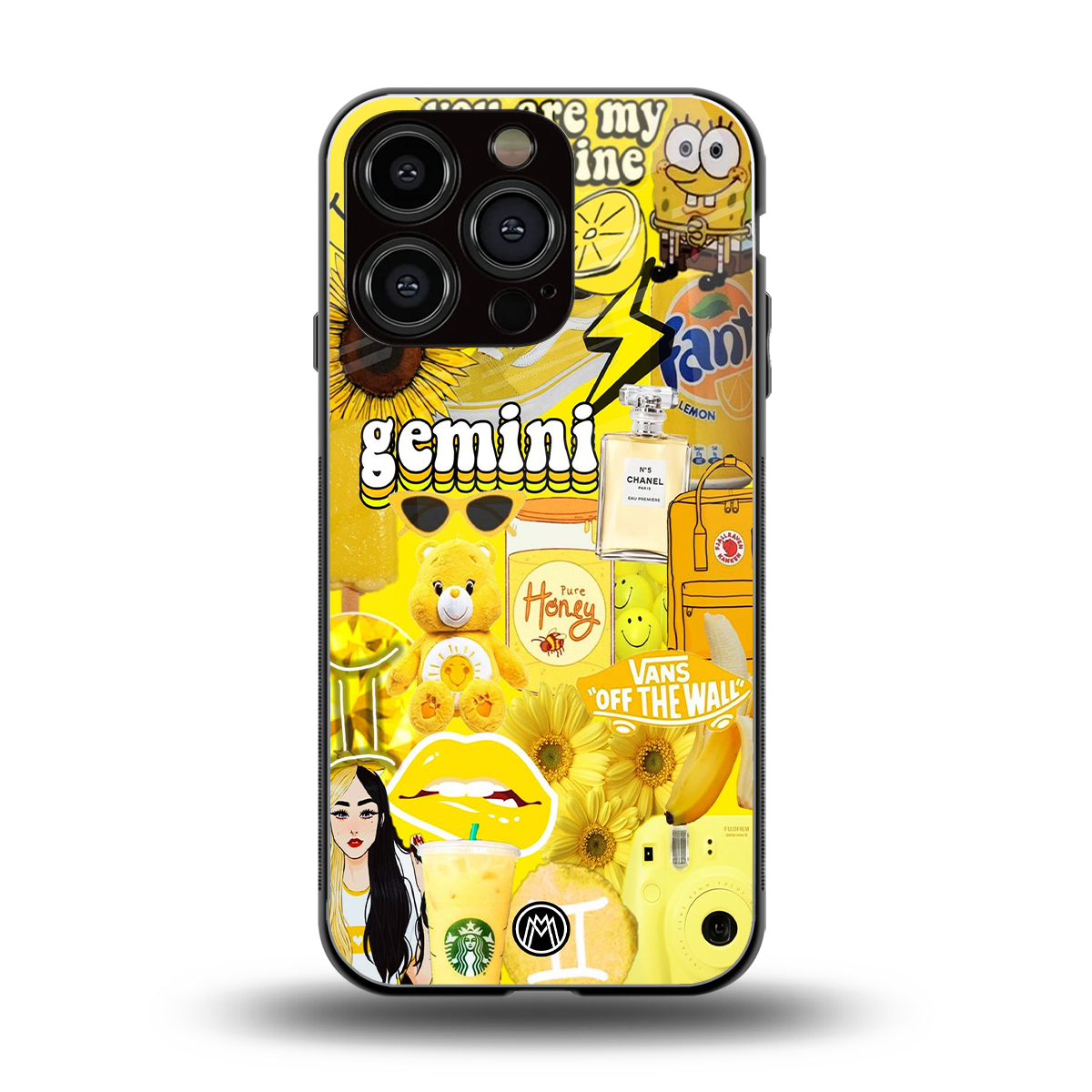 gemini aesthetic collage back phone cover | glass case for iphone 16 pro