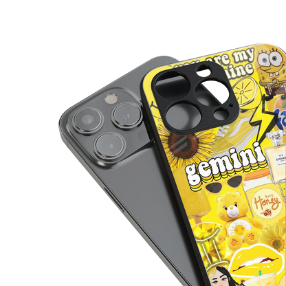 gemini aesthetic collage back phone cover | glass case for iphone 14 pro max