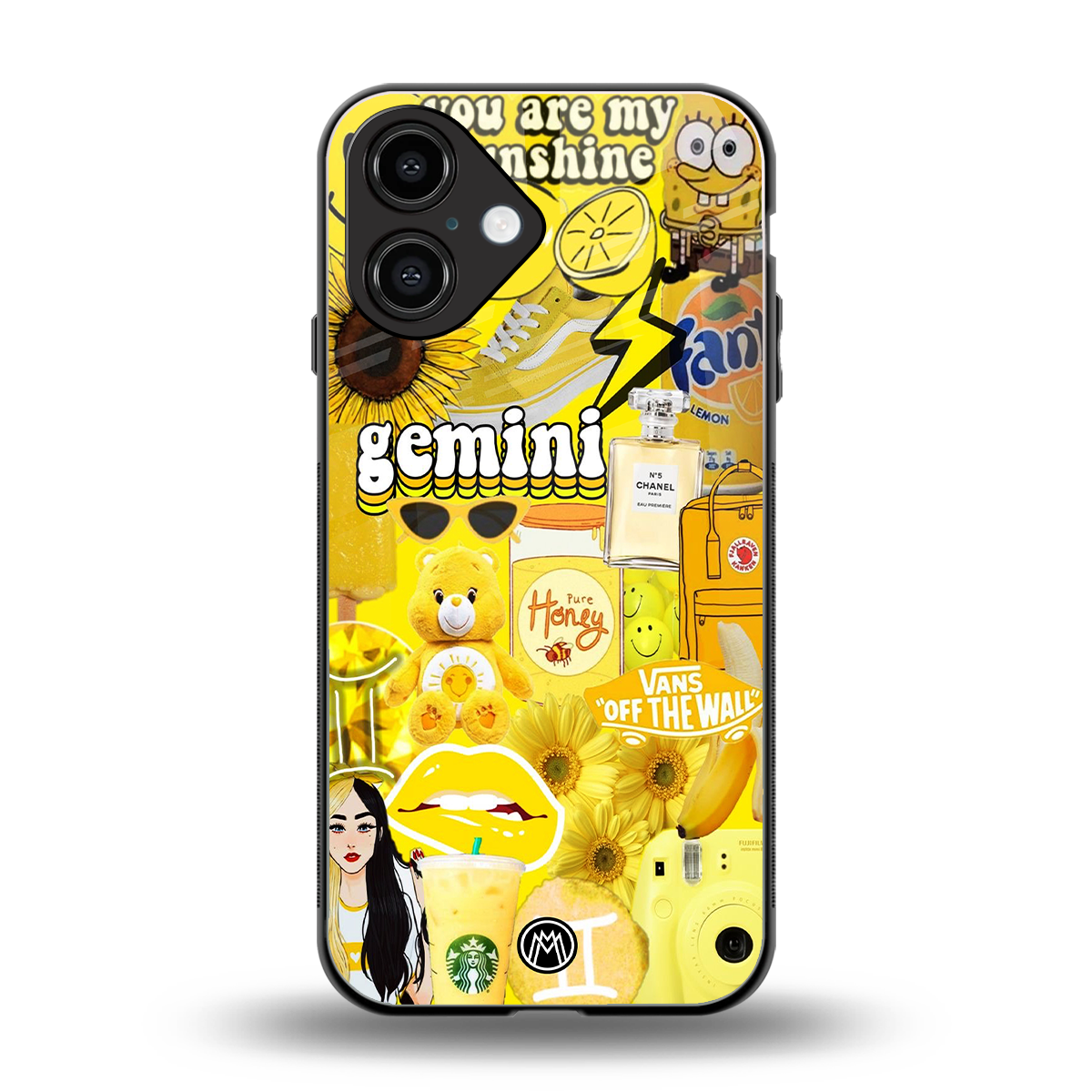 gemini aesthetic collage back phone cover | glass case for iphone 16
