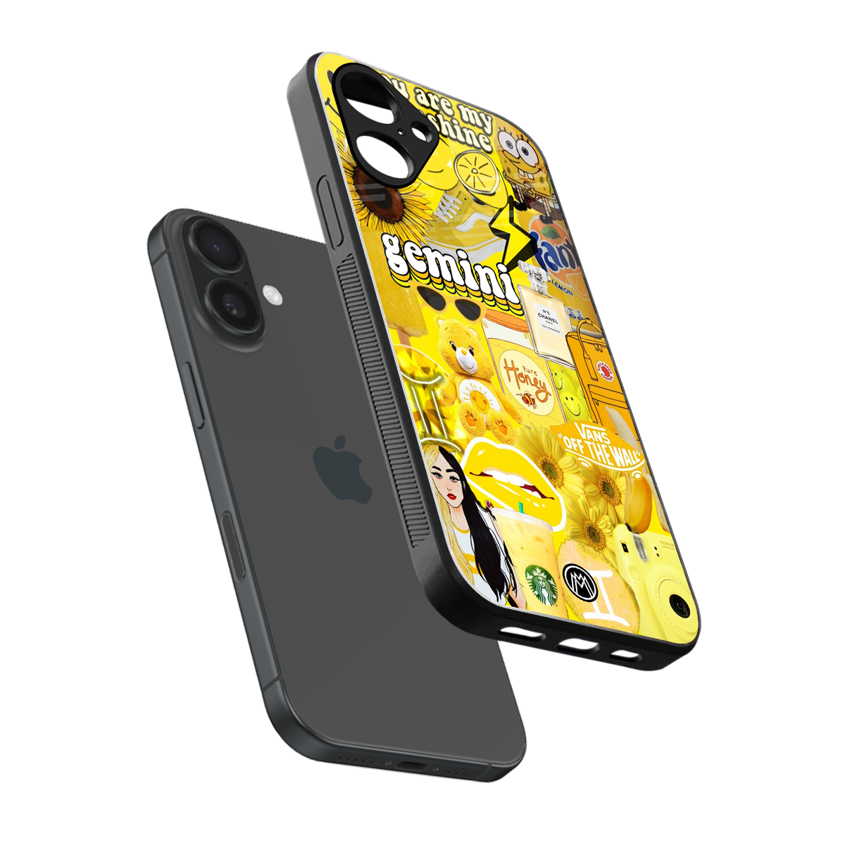 gemini aesthetic collage back phone cover | glass case for iphone 16
