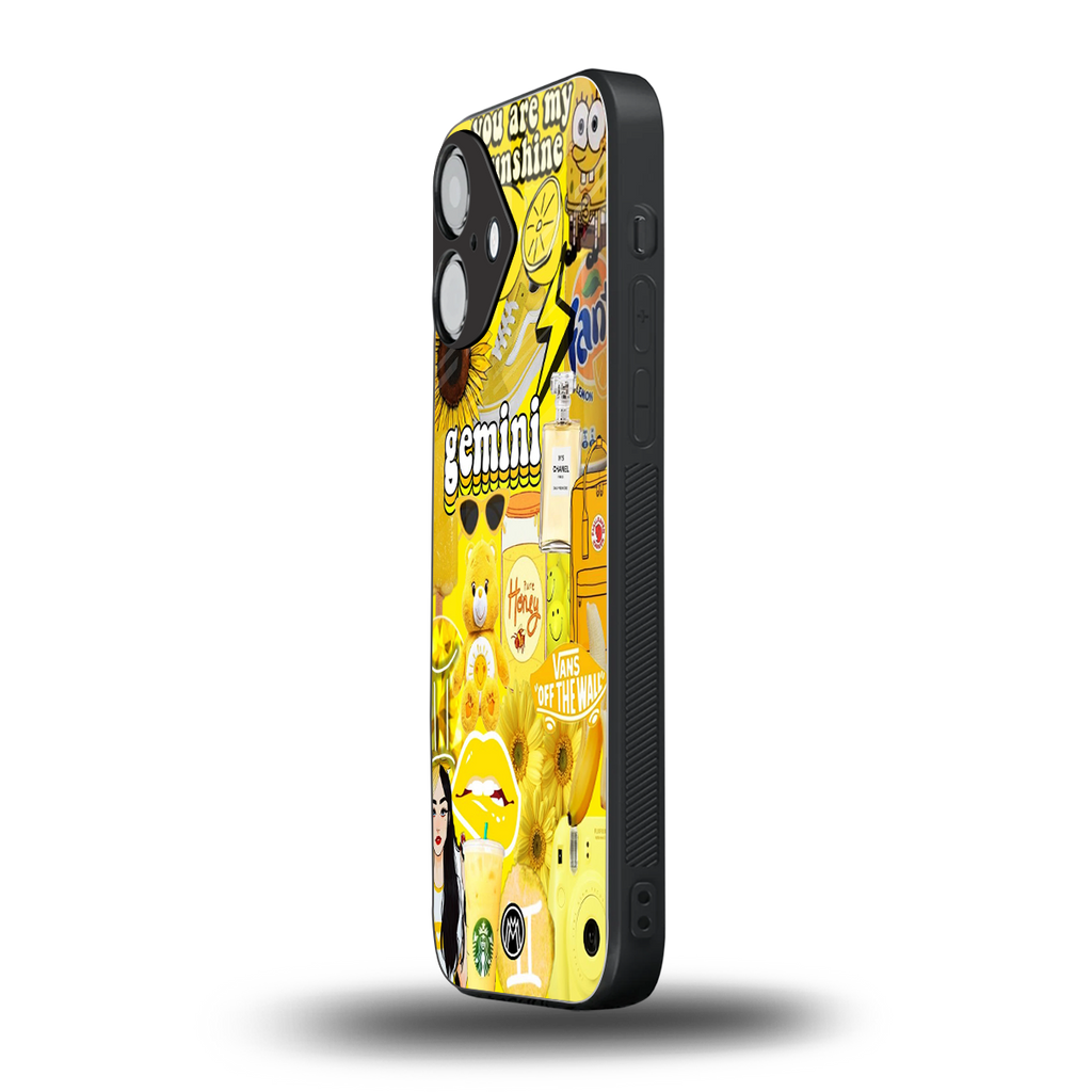 gemini aesthetic collage back phone cover | glass case for iphone 16
