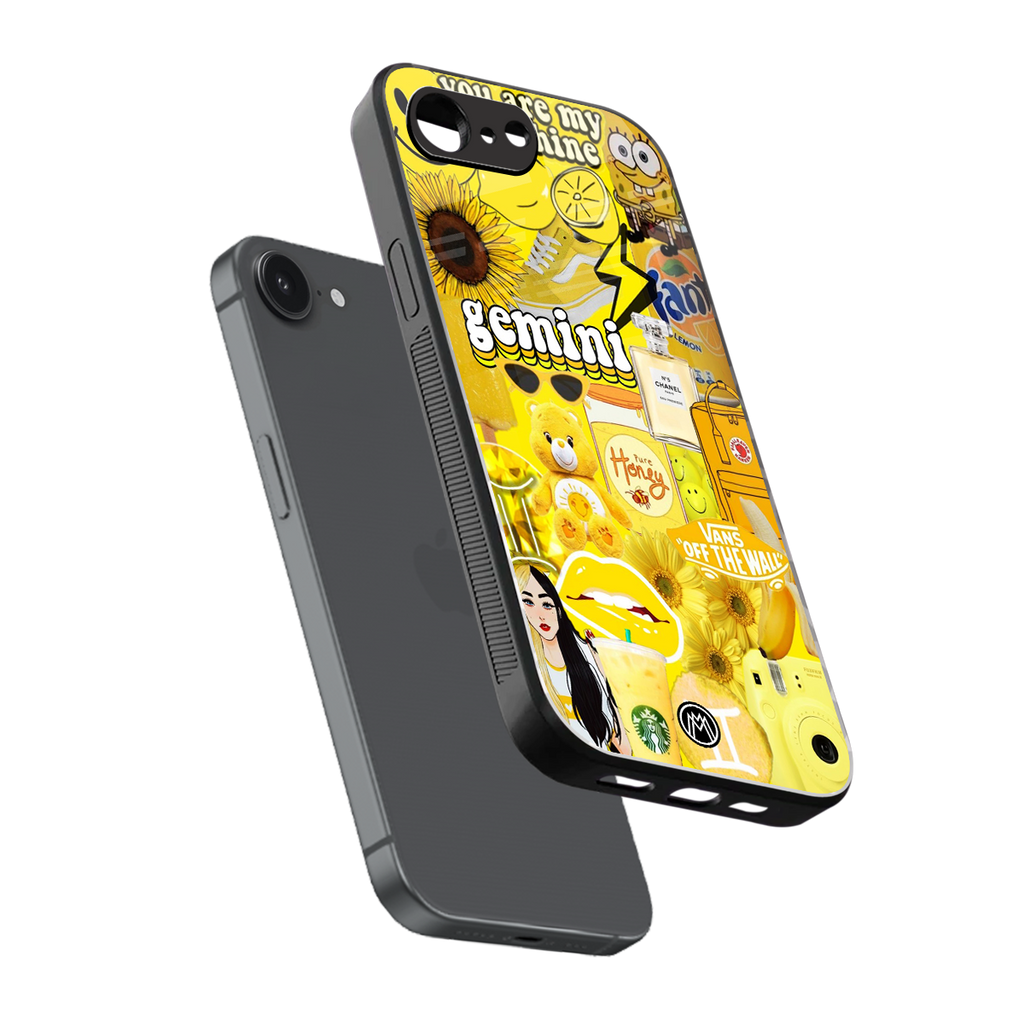 gemini aesthetic collage back phone cover | glass case for iphone 16e