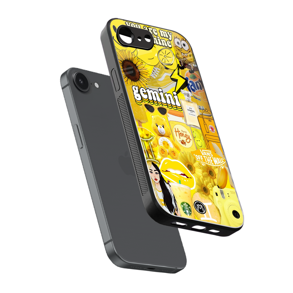 gemini aesthetic collage back phone cover | glass case for iphone 16e