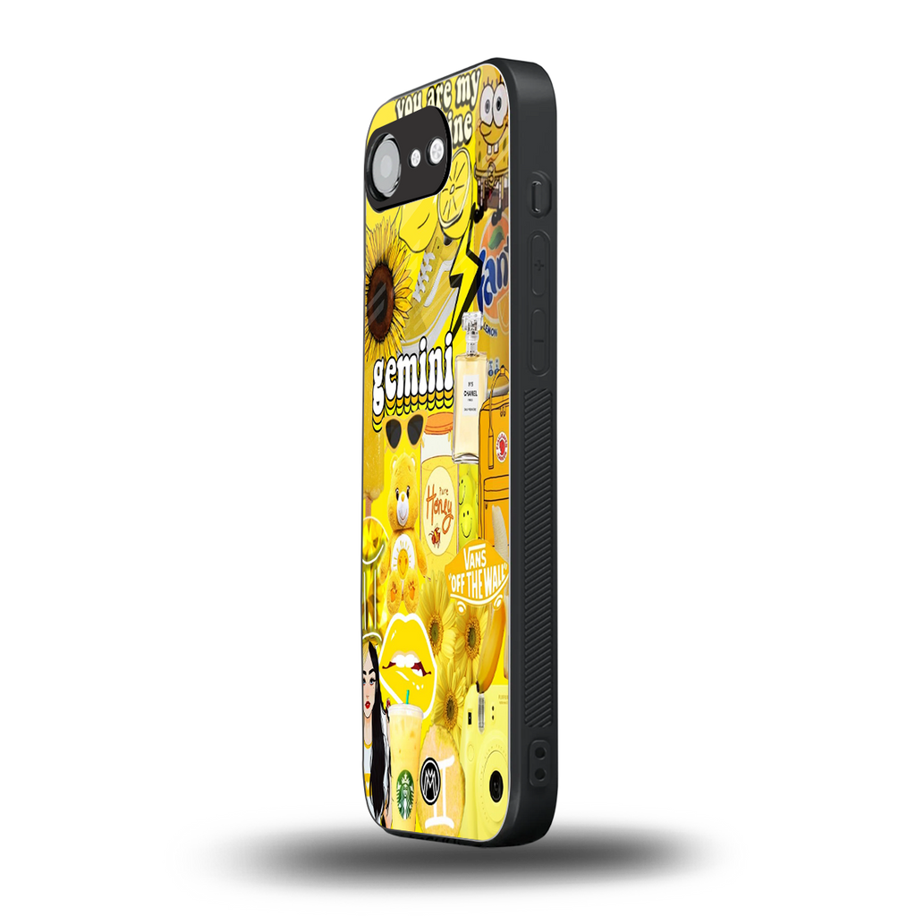 gemini aesthetic collage back phone cover | glass case for iphone 16e