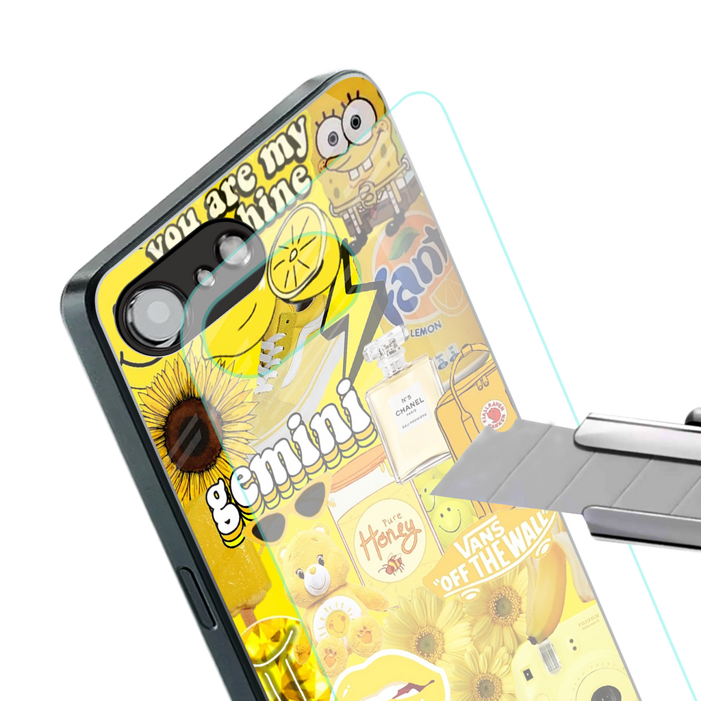 gemini aesthetic collage back phone cover | glass case for iphone 16e