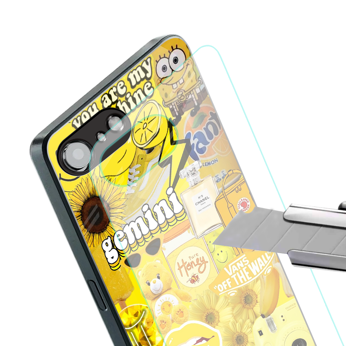 gemini aesthetic collage back phone cover | glass case for iphone 16e